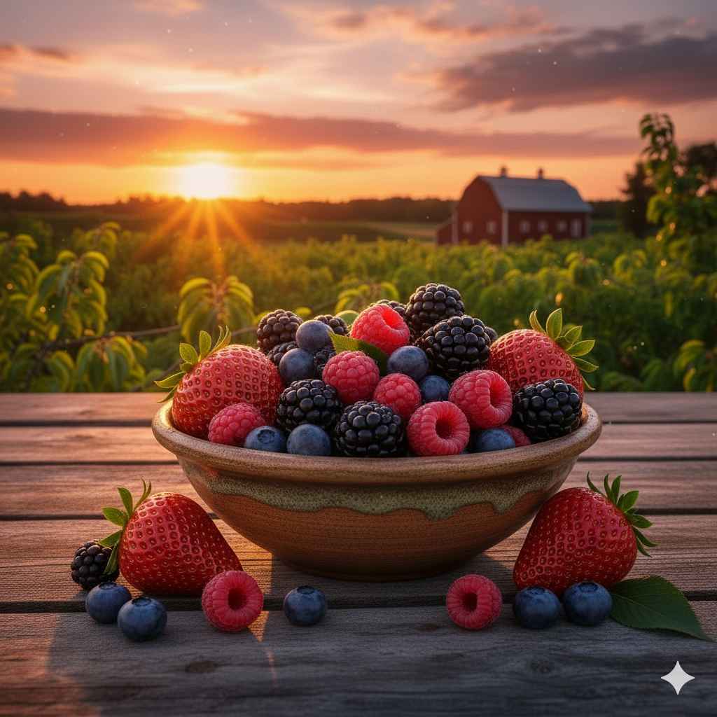 Fresh cherries on the farm